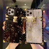 Mobiltelefonfodral Luxury Marble Texture Phone Case för iPhone11 14 15Pro Granite Stone Mönster Soft Square för iPhone 12 13 XS Max XR 78Plus Cover H240326