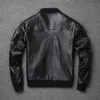 Vache noire véritable cuir Bomber veste hommes peau de vache véritable veste en cuir manteau court mince Busin veste en cuir vêtements a00h #