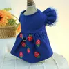 Dog Apparel Pet Clothing Strawberry Jean Dress For Dogs Clothes Cat Small Traction Skirt Cute Autumn Winter Girl Yorkshire Accessories