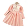 Robes de fille Filles tricotées Printemps Automne 2024 Enfants Pulls en jersey de laine Robe pour bébé Vêtements de fête Costume de princesse pour enfants 5 6 ans