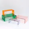 Colorful Acrylic Riser Jewelry Display Stand Perfume Organizer Tiered Shelf for Doll Toy Cosmetics Decoration Desk Storage Case 240309