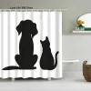 Rideaux Chiot Chat Mignon Dessin Animé Rideaux De Douche Lavable Tissu Polyester pour Baignoire Art Salle De Bain Décor Cloison avec Crochets Imperméable