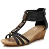 Hip été sandale pente talon sandales femmes nouveau style porter sexy mère chaussures femmes dos fermeture éclair pantoufle épaisse semelle romaine 240228