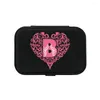 Cosmetic Bags Portable Jewelry Box Women Organizer Display Travel Case Boxes Black Color Storage Love Letter Pattern