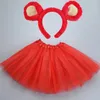 Bomboniera Bambini Bambini Ragazza Topo Ratto Animali Orecchie Fascia Gonna Rosso Bianco Nero Grigio Accessori Costume di Halloween Cosplay