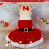 Dog Apparel Pet Christmas Outfit Dogs Cats Winter Warm Clothes Shiny Netting Santa Cosplay Funny Costume For Kitten Puppy Pets Supplies