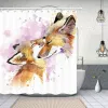 Tende Animali Decorazione maternità Volpe acquerello Tenda da doccia per mamma e bambino Volpe, tessuto in poliestere Catoon Volpe Decorazioni per il bagno