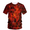 Verano Fi Nuevo rojo y negro graffiti gráfico camisetas para hombres tendencia Casual Persality Hip Hop impreso camiseta de manga corta Top 3736 #