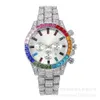 luxury mens watch women Fake Three Eyes Fashion Colorful Diamond Calendar Set Full Mens Steel Band Quartz Watch