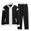 Sports Set Men Primavera Outono Casual Cardigan Casaco Sweatpants Patchwork Two-piece Lg Sleeved Jacket New Fi Tracksuits K6Hs #
