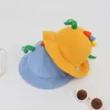 베레트 베레인 Baby Fisherman Hat Children 's Sunscreen Cute and Boys Girls'Bowl Sunshade 다채로운 작은 공룡