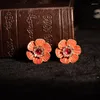 Stud Earrings Fraya Silver 925 Luxury Enamel Handmade Flowers 2024 Fashion Jewery Birthday Christmas Gift