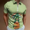 Verde Shamrock Polo Camisas Mens Fi St Patricks Day Casual 3D Impressão Digital Camisa Top Manga Curta Zip-Up Camisa Blusa I1c3 #