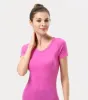 Yoga Outfit ll Wear Women Women Solid Color Thirt Top y Dance Dance Fitness Morning Morning Running Round Neck Short Short Drop Drop de Ots3h