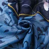 Bandanas Durag Bandanas Durag Spring and Summer New Dark Blue and Light Blue Contrast Color Flower Tassel Cotton and Linen Scarf Shawl Womens Thin Fashion Si Y240325