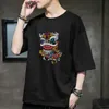 2023 Neuer Sommer Chinoiserie fi Einfache Retro-Atmosphäre rundes Hals LI Drucken Übergroße vielseitige Herren-China-Chic-T-Shirt J9VI#