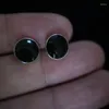 Pendientes de tuerca Plata de Ley 925 auténtica de moda para hombres y mujeres joyería pura S925 pendiente negra Unisex