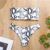 Women's Swimwear Snake Print Bikini Bandeau Swimsuit Sexy Women Two Piece Brazilian Summer Beach Bikinis Thong Ladies Micro Bathing Suit