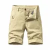 Summer Shorts Män 100% Cott Solid Casual Högkvalitativ busin Sociala shorts Män Lossa lyxiga Khaki Joggers Fem-poäng byxor 24FD#