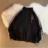 cienkie, swobodne zestawy Płaszcze Pole Mężczyzny streetwear harajuku z boku tęczowe szwy dresowe joggery luźne spodnie cargo dres oit czarny c7r1#
