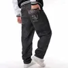 Herr jeans streetwear lösa plus size palazzo byxor harem rak byxa manlig denim baggy hip hop wide ben 30-46
