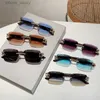 Sonnenbrille KAMMPT Randlose Vintage-Sonnenbrille 2024 Neuankömmling Quadratische Farbverlaufs-Ozeanlinsen Frauentöne Luxusmarkendesign Trendige BrillenL2403