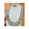 25mm Miami Cuban Link Chain VVS Moissanite Diamond Stubbed 925 Sterling Silver White Gold Plated 18-24