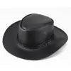 Men mode stor storlek 59 cm faux läder västra cowboy hattar gata utomhus show panama jazz caps sombreros de mujer 240311