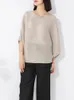 Kvinnors T-skjortor LanMrem Loose Pleated T-shirt för kvinnor Batwing ärmar Solid Color Casual Top Kvinnlig bekväma kläder 2024 2DA3991