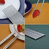 Палочки для еды 2/10 шт., китайские нескользящие палочки для еды из нержавеющей стали, металлические палочки для еды, бытовая кухонная посуда, принадлежности