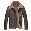 Veste en cuir pour hommes Hommes Veste en peau de mouton Veste d'extérieur en peau de mouton Bomber Aviator Manteau de fourrure en cuir véritable Veste pour homme Vintage TJ46 Z3FD #