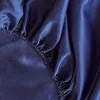 Sábana ajustable de seda satinada con banda elástica, Sábana y ropa de cama frías de Color negro/azul, tamaño individual, doble, Queen y King
