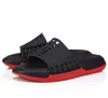 Röda spikade tofflor tar det Easy Mules Men's Slide Sandals Spiked toffelskinnmulor Sandal för män Gummi Flats Mjuka lägenheter Beach Platform Flip Flop med Box 38-45EU