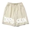 American Instagram Trendy Brand Letter Drawstring Basketball Shorts för herr sommaren Ny mångsidig lös casual raka grödor