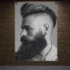 Acessórios moda barba penteados para homens cartazes adesivo de parede salão de beleza barbeiro decoração de casa pintura em tela pendurado na parede e5