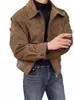 Vintage Jacke Mann Casual Lose Reißverschluss FI Retro Kurzmantel Männer Frühling Hohe Qualität Solide Turndown Kragen Straße Outwears K97h #