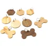 Taggar Partihandel 20/50/100st Wood Dog ID Tag Bone Personlig valpens typskylt Antilost Rund Namn Taggar för hundar Keyrings Gravering