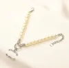 Braccialetti di perle di design Donna Argento corretto Logo del marchio Cerchio Moda Regalo di rame Regali di lusso Coppia di famiglia Bracciali da tennis con perle che non sbiadiscono Regalo di nozze