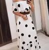 Casual Dresses Women's Elegant Dress 2024 Spring/summer Latest Fashion Style White Wrapped Sleeves Polka Dot Print High Waist Long Skirt