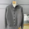 Hip Hop estilo urbano suéter cardigan coreano grunge punto chaqueta a tope para hombres invierno nuevo medio cuello alto sólido abrigo de punto E3Pv #