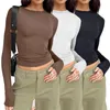 Women's T Shirts 3 Piece Set Basic Short T-Shirt Long Sleeve Tees Tops Autumn Spring Fashion Underwear Slim Fit Crop Top Blouse