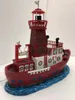 装飾的な置物Lemax Creative Ceramic Painted Searchship Figurine Sea Cruise Boatミニチュアデコラティオホーム家具リビングルーム