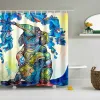 Curtains Animals African Elephant Printed Bathroom Shower Curtains Frabic Waterproof Polyester Bath Curtain With Hooks