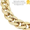 Dog Apparel Fake Golden Link Chain Necklace For Dogs Fashionable Plastic Cat Collar Lightweight Metal Look Jewelry Accessories Pet