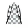 Backpack Gray And White Checkerboard Casual Sports Student Business Daypack For Men Women Laptop Computer Canvas Bags