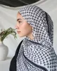 Ethnic Clothing Palestinian Keffiyeh Scarf Printed Chiffon Hijab Headband Brown Long Hijabs For Woman Muslim Arab Turban Shawls Islamic