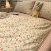 European Ins Floral Brushed Home Bettwäsche-Set Einfaches weiches Bettbezug-Set mit Bettlaken Trösterbezüge Kissenbezüge Bettwäsche 240320