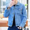 Mens Denim Jacket Short Casual Slim Black Male Jean Coats Button in High Quality Trendy Price Stylish Low Cost Size L 240312