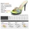 Yaz Şeker Renk Seksi Terlik Ayakkabıları Patent Deri Süper Yüksek Topuk Noktalı Ayak Sandaletleri Kadın Düğün 240318