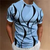 2023 Nieuwe Mannen T-shirt 3D Gestreepte Print Sweatshirt Tops Zomer O Hals Casual Korte Mouw Mannelijke Slim Fit kleding Goedkope Kleding T6ep #